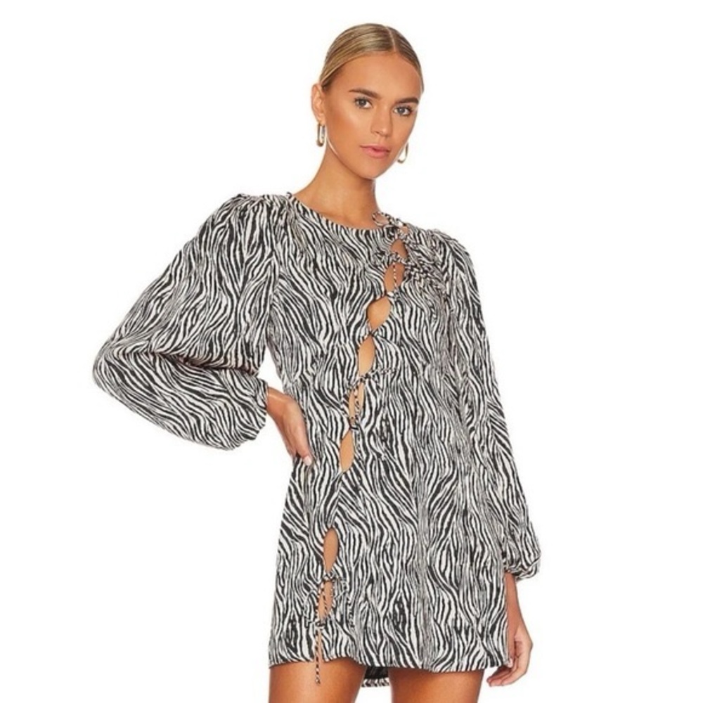For Love & Lemons 🍋 Rosita Zebra Print Cutout Mini Dress - Black & White